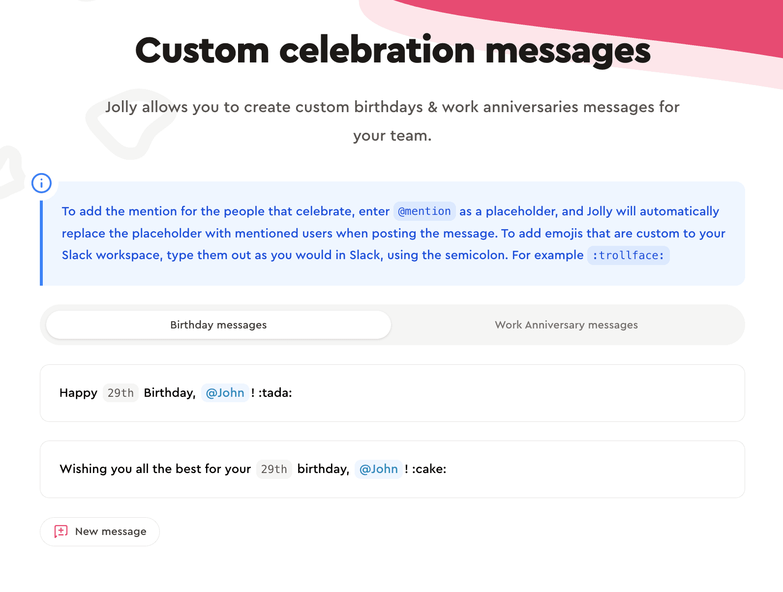 Customizing messages